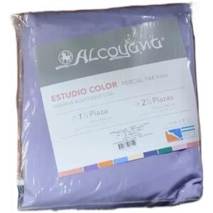 Sabana Ajustable Alcoyana Percal 144 Hilos 2. 1/2 Plaza/Lila