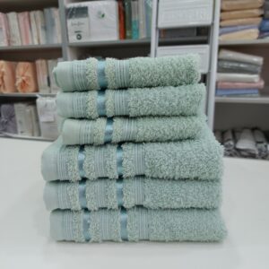 Juego De Toalla Y Toallon Santista Prata 100% Algodon. 400 Gr/m2/Verde agua