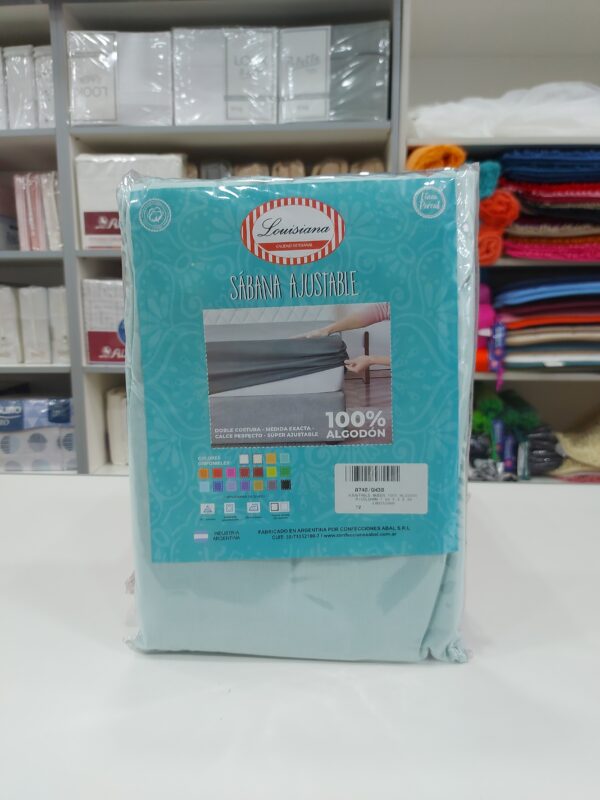 Sabana  Ajustable Lousiana 100% algodón 180 Hilos Queen/Aqua