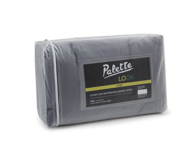 Cover Palette Look Micromatelaseado liso/Gris Acero Twin Size/1.1/2 plazas. - Imagen 2