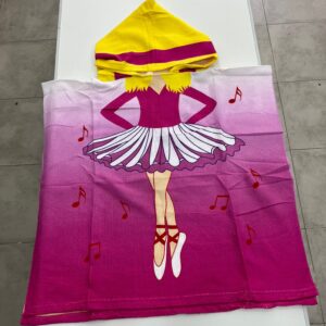 Poncho Toalla Microfibra Infantil Con Capucha/Bailarina