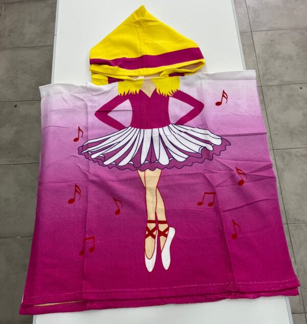 Poncho Toalla Microfibra Infantil Con Capucha/Bailarina