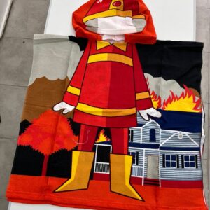 Poncho Toalla Microfibra Infantil Con Capucha/Bombero