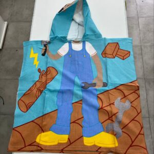 Poncho Toalla Microfibra Infantil Con Capucha/Carpintero