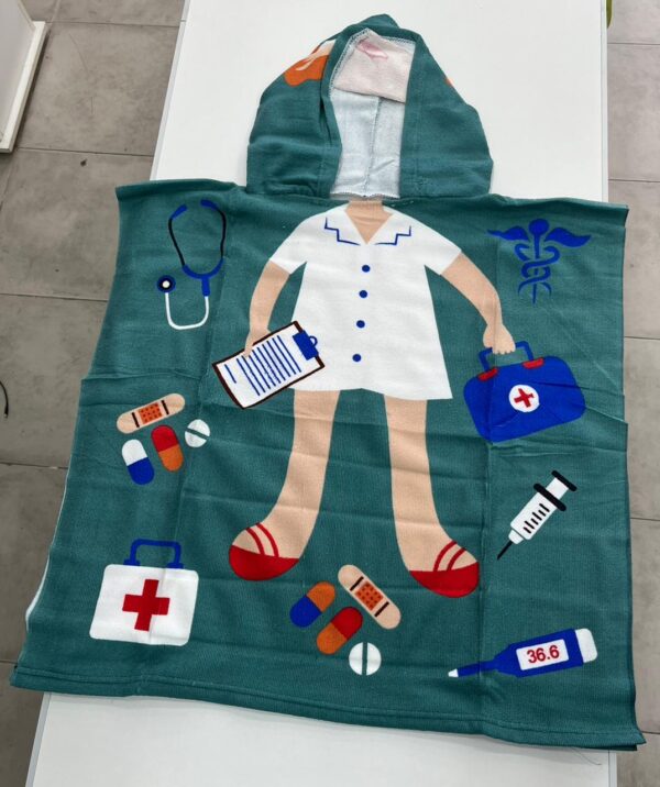Poncho Toalla Microfibra Infantil Con Capucha/Enfermero