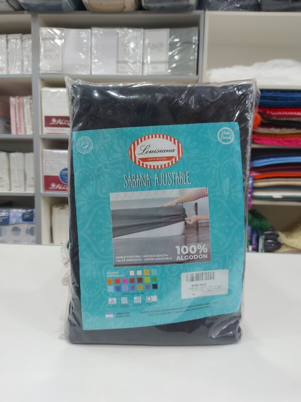 Sabana  Ajustable Lousiana 100% algodón 180 Hilos Queen/Negro