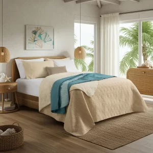 Cubrecama Alcoyana Croma doble Faz Micromatelaseado Reversible/Arena 2.1/2 Plazas.