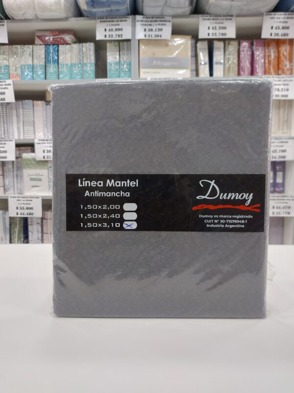 Mantel Antimanchas Rectangular Blanco Dumoy/Gris 140 x 310cm.