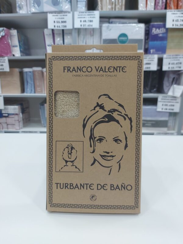 Turbante Baño Toalla de Cabeza Franco Valente/Beige 100% Algodón.