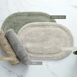 Alfombra De Baño Jean Cartier Ovalada 100% Algodón 60x40 Cm. Gris