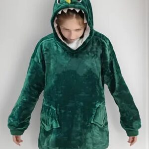 Maxi Buzo  Flannel Con Corderito Infantil Niños Adolescentes City Blanco/Cocodrilo verde