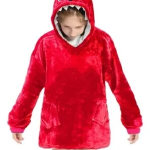 Maxi Buzo  Flannel Con Corderito Infantil Niños Adolescentes City Blanco/Cocodrilo rojo