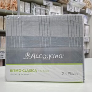Juego De Sabanas Estampadas Alcoyana Ritmo Clásica 132 Hilos/cuadros gris 2 .1/2 Plaza.