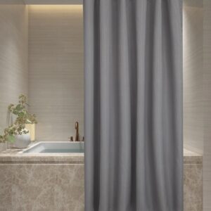 Cortina de Baño Teflón Jean Cartier Emboss + Ganchos En Pack/Gris