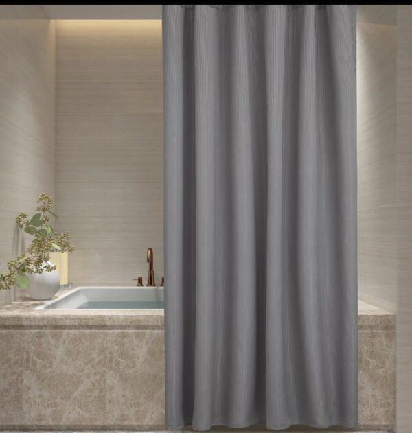 Cortina de Baño Teflón Jean Cartier Emboss + Ganchos En Pack/Gris