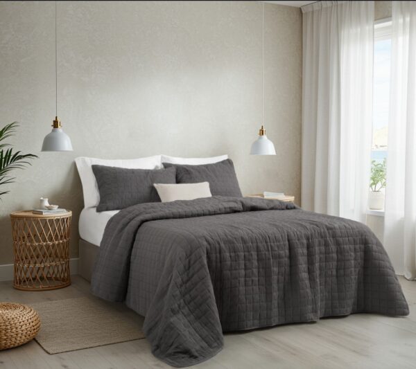 Cover Alcoyana kit Hanoi 3 piezas 2 1/2 Plazas/Gris