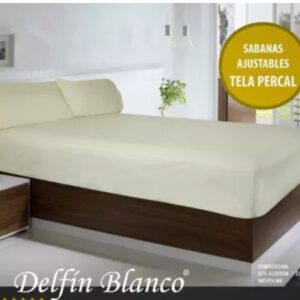 Sabana Ajustable Delfin Blanco 150 Hilos Percal 100% Elastizada Twin/Natural