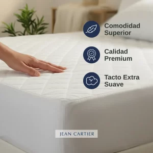 Protector De Colchon Jean Cartier Impermeable Matelaseado Premium King Plaza/Blanco