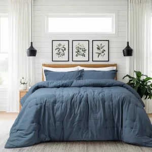 Kit Alcoyana Fuji Acolchado Prewashed Con Funda Twin 1 ½. Azul Denim