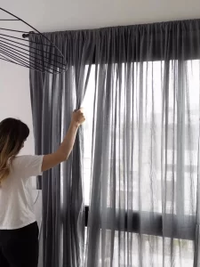 JUEGO CORTINA DE GASA LISO 100% ALGODÓN CON PRESILLA OCULTA 145 X220CM/Gris