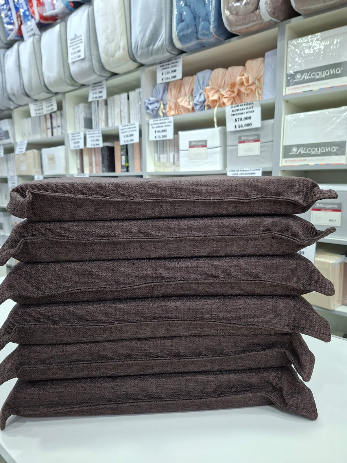 Almohadones para silla c/gobelino rustico/Marron. Pack x 6u. 40 x 40cm.